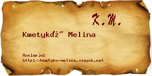 Kmetykó Melina névjegykártya